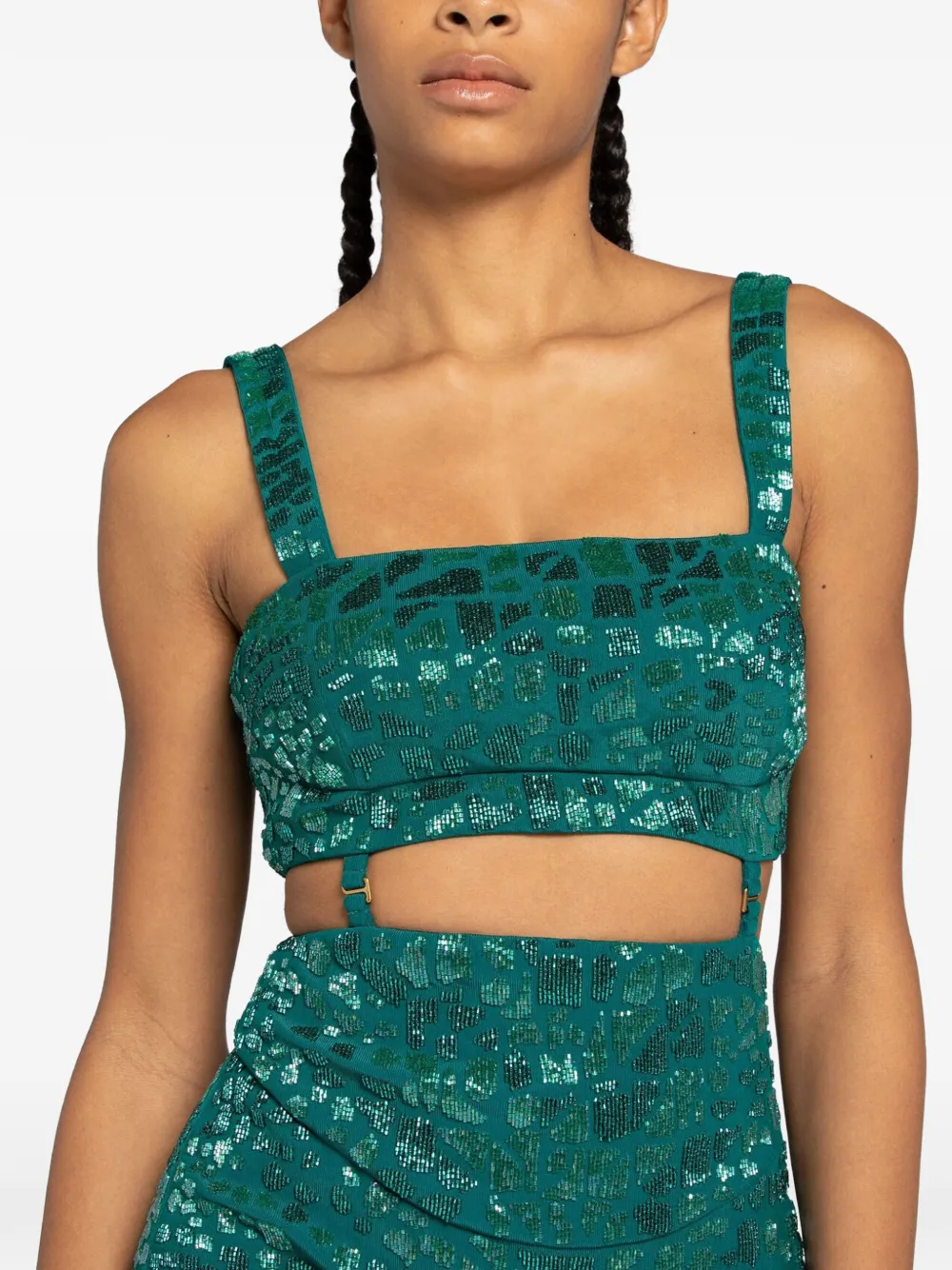 Roberto Cavalli leopard embellished mini dress Groen