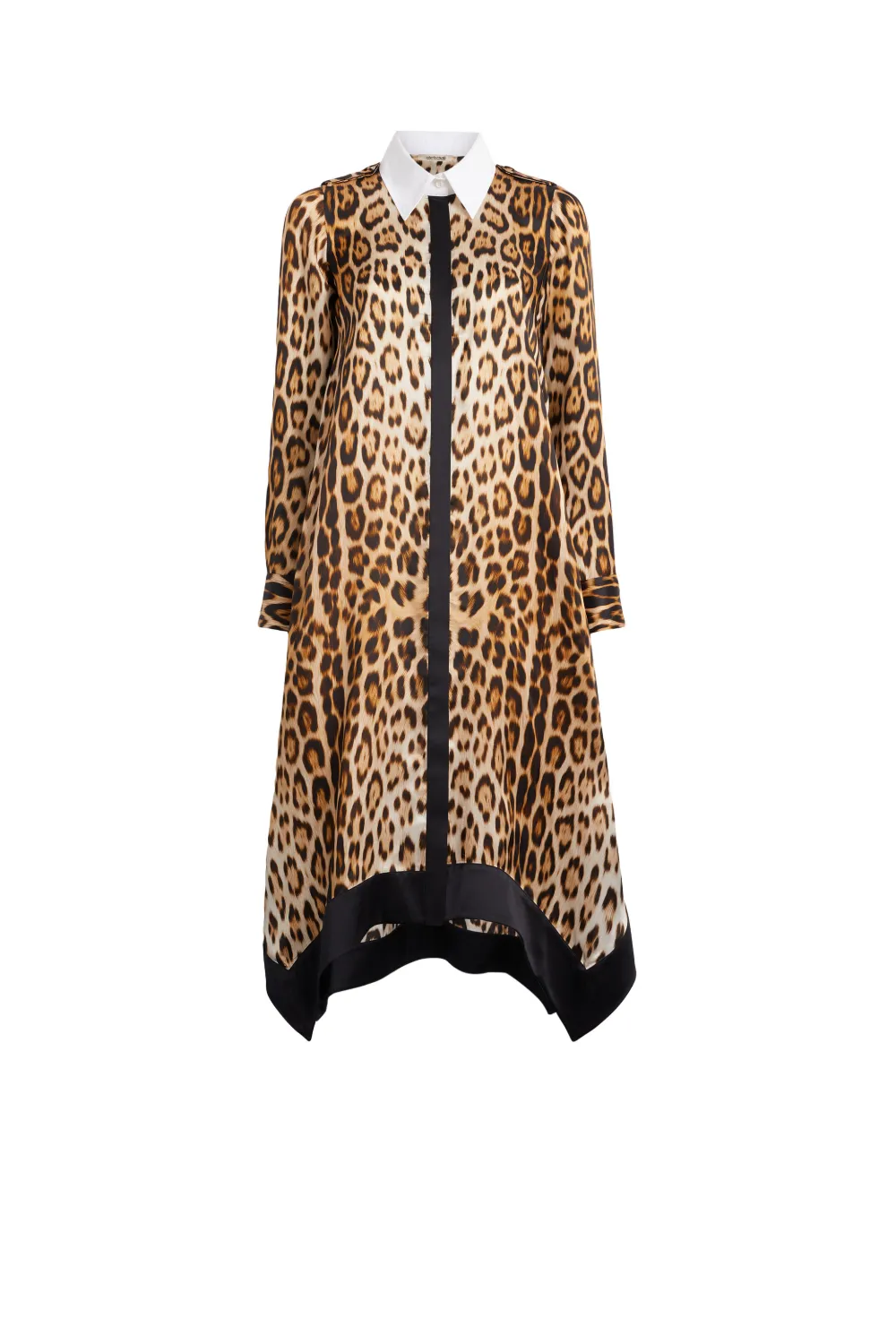 Click to view more detailed imagery on our partner's website Roberto Cavalli Heritage Jaguar Print Shirt Dress In Neutrals