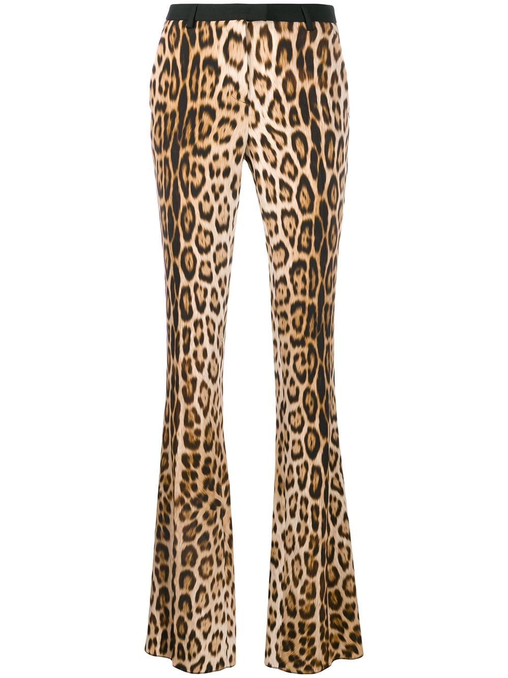 pantalon évasé à imprimé léopard