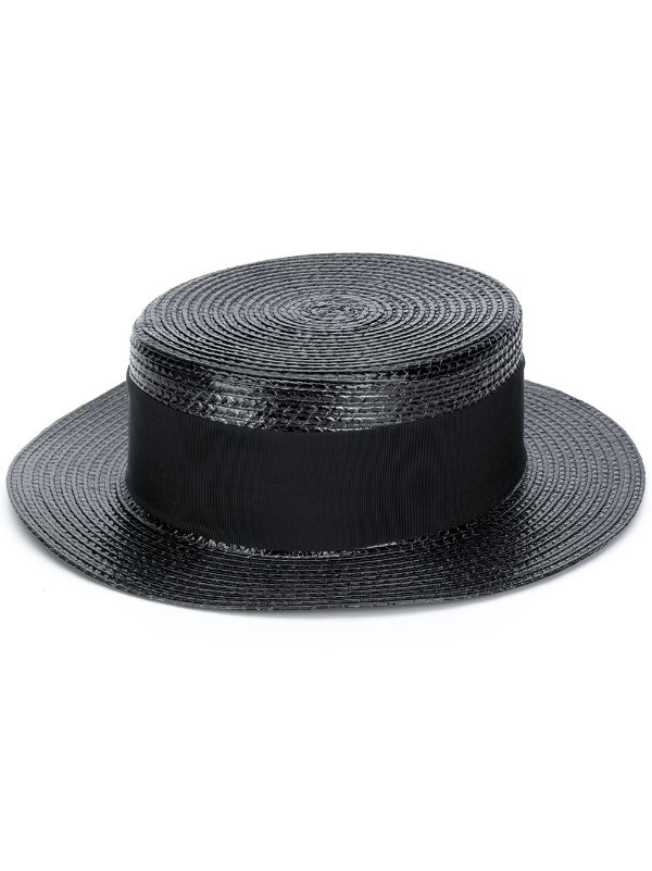 womens black boater hat