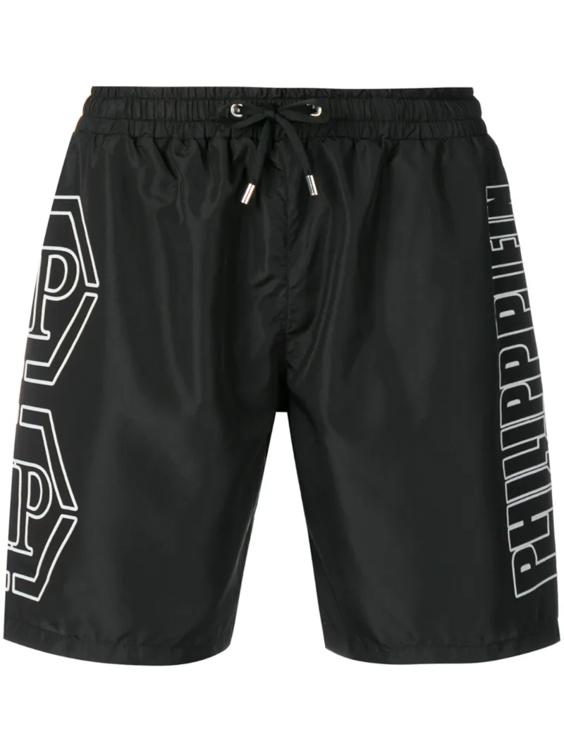 Philipp Plein – side logo swim shorts – men – Spandex/Elastane/Polyester/Polyamide – XL – Black