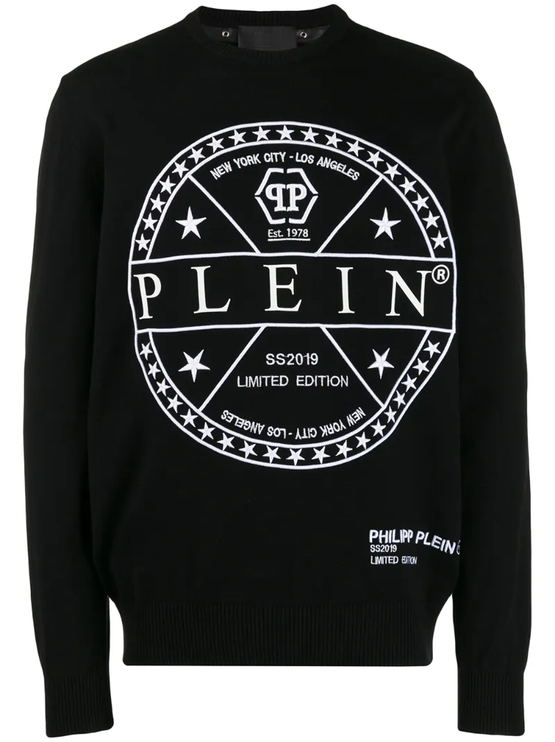 Philipp Plein – logo print crew neck sweatshirt – men – Cotton – XXL, XL, M, L – Black