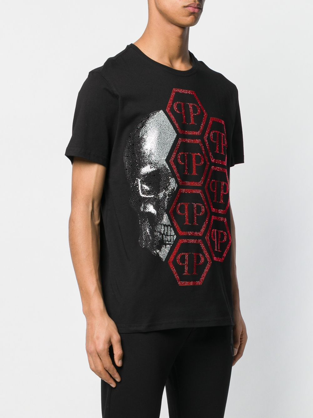 Philipp Plein Embellished Skull Print T-shirt - Farfetch
