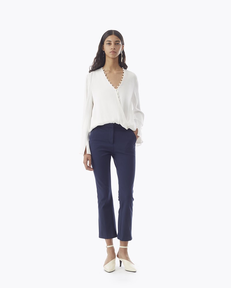Exclusive Kick Flare Legging-blue #0 Exclusive Kick Flare Legging, Navy cotton blend Exclusive Kick Flare Legging from 3.1 Phillip Lim. - 0