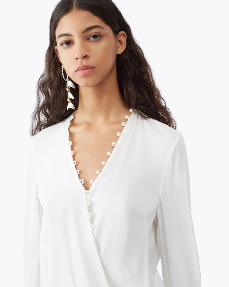Pearl Embellished Blouse in white | 3.1 