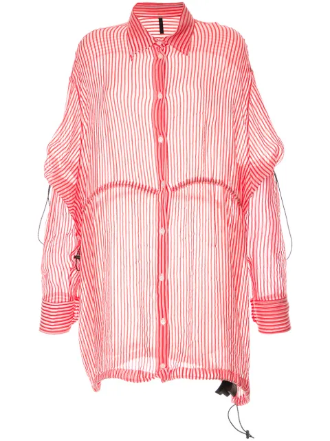 UNRAVEL PROJECT stripe drawstring over shirt