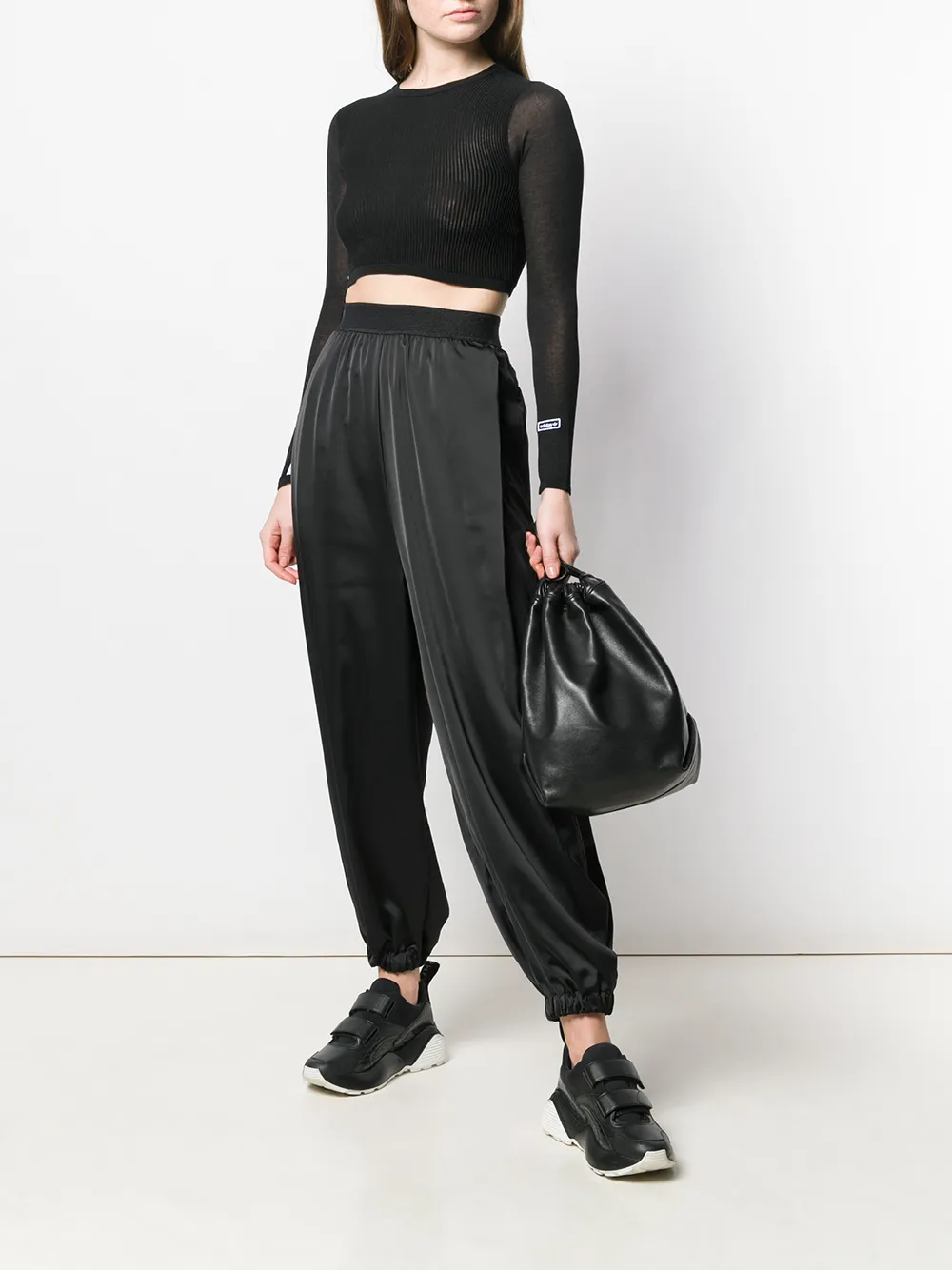 adidas Originals geribbelde top Zwart