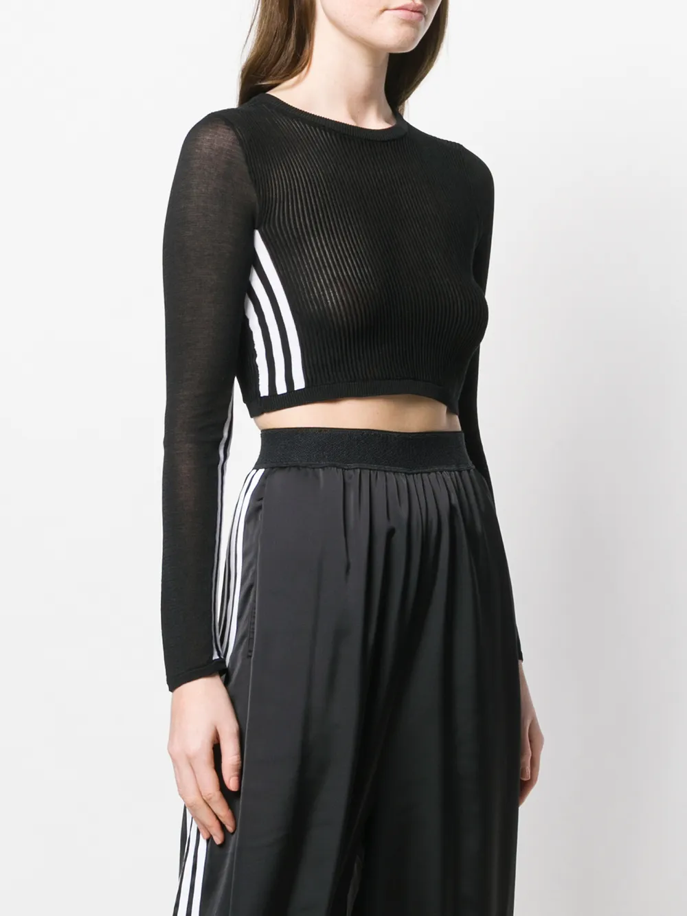 adidas Originals geribbelde top Zwart