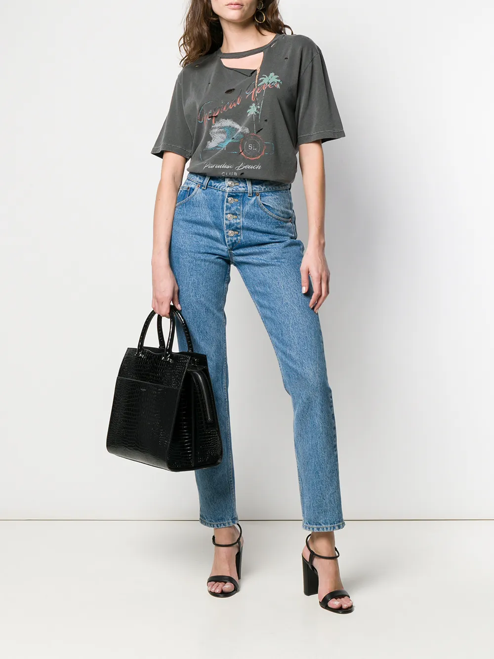 фото Saint laurent футболка с эффектом потертости