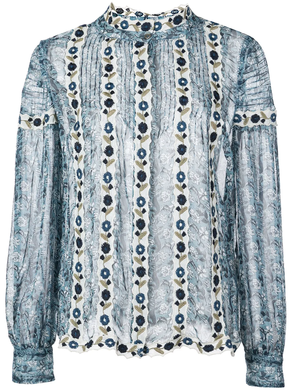 Sea T-shirts SEA BELLA FLORAL EMBROIDERED SHIRT - BLUE