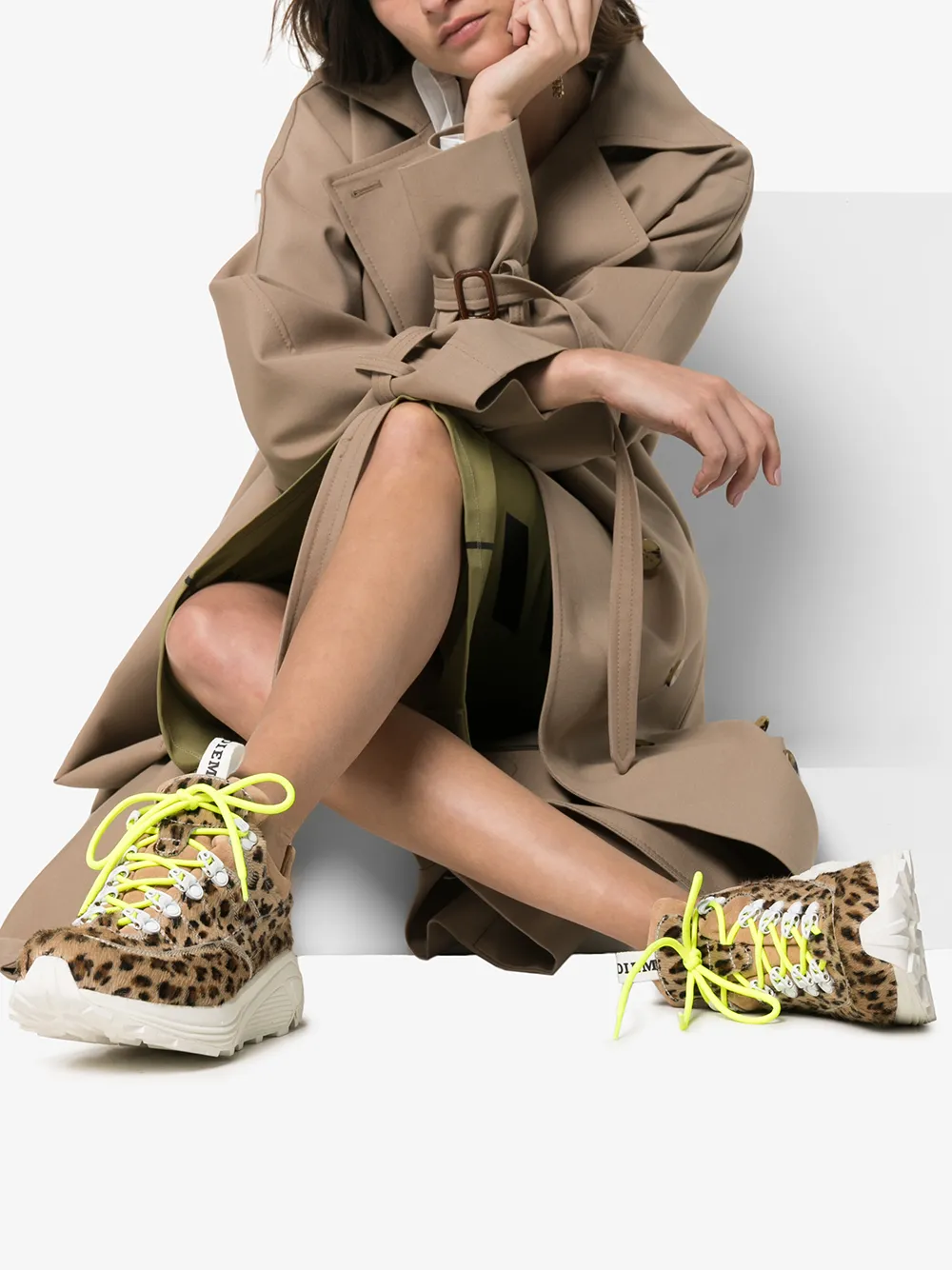 Diemme Sneakers DIEMME BROWN MONTE GRAPPA LEOPARD PRINT PONYSKIN SNEAKERS