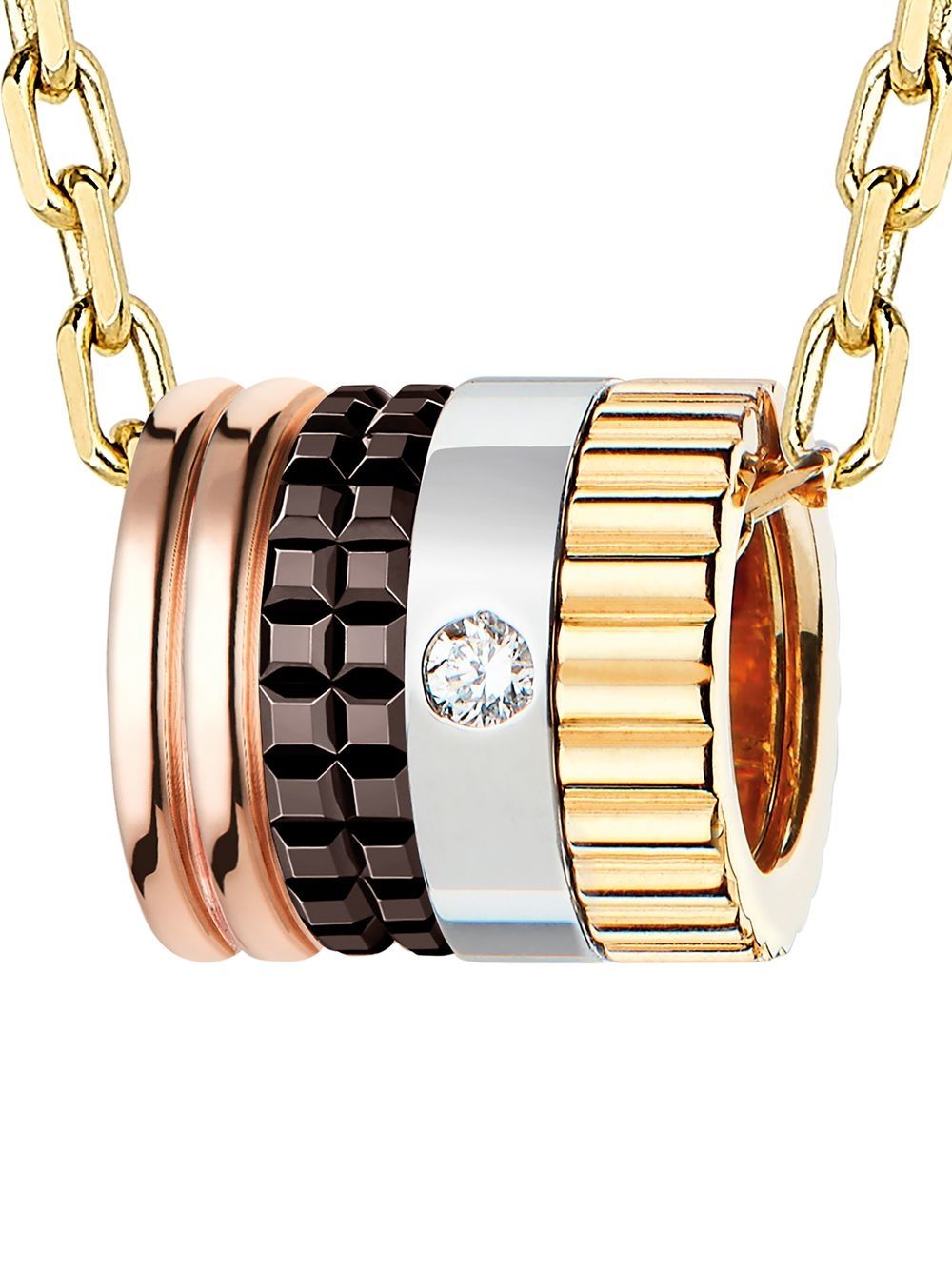 Shop Boucheron 18kt White, Yellow And Rose Gold Quatre Classique Mini Ring Pendant In 3g