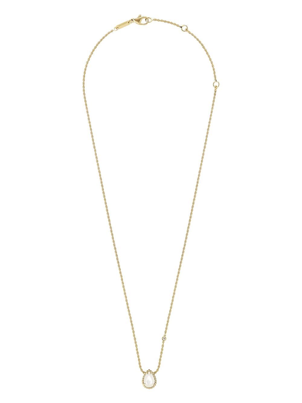 Shop Boucheron 18kt Yellow Gold Serpent Bohème Xs Motif Mother-of-pearl Diamond Pendant Necklace In Yg