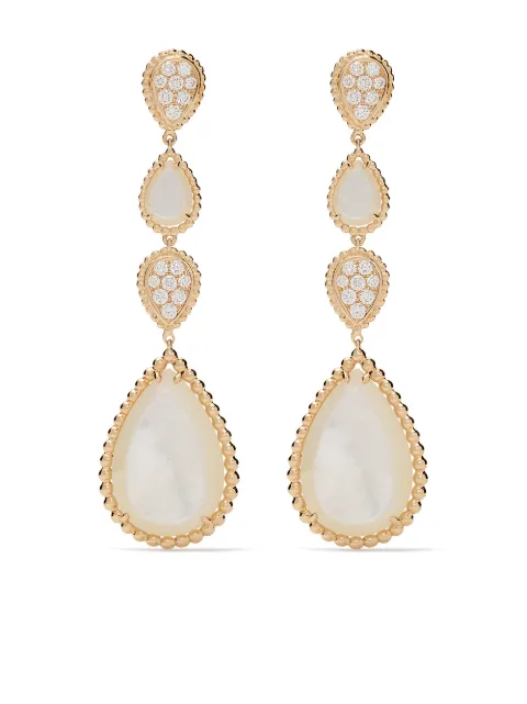 Boucheron 18kt yellow gold Serpent Bohème diamond and mother-of-pearl S motif pendant earrings