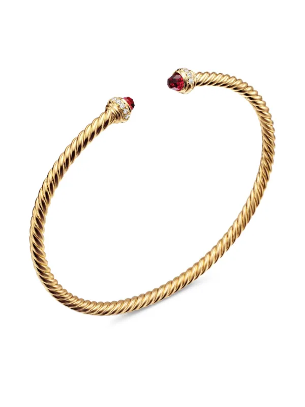 David Yurman Classic Cablespira ダイヤモンド ブレスレット 3mm 18K 