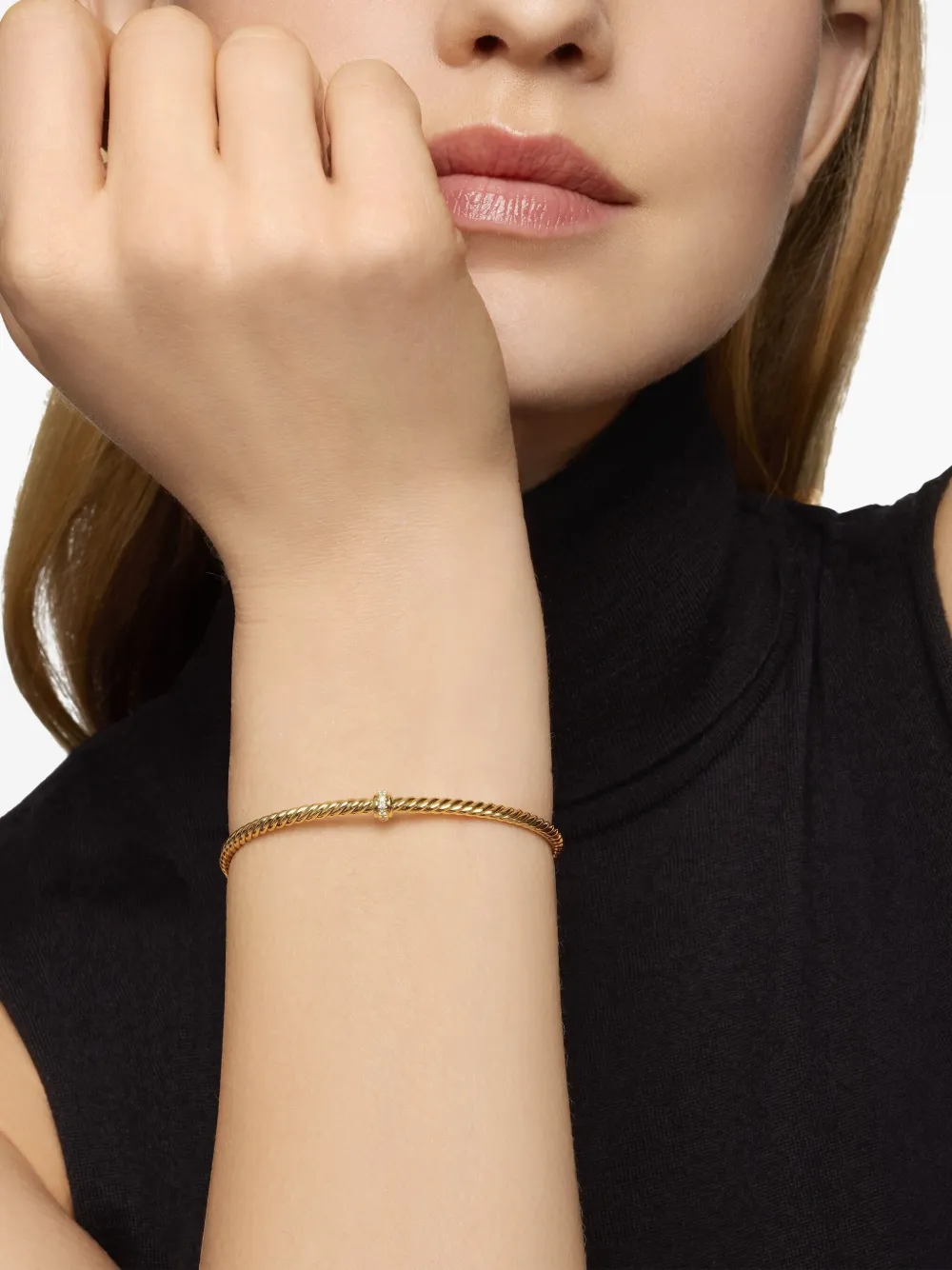  David Yurman 18kt Classic Station Gelbgoldarmband Mit Diamanten (3mm) 