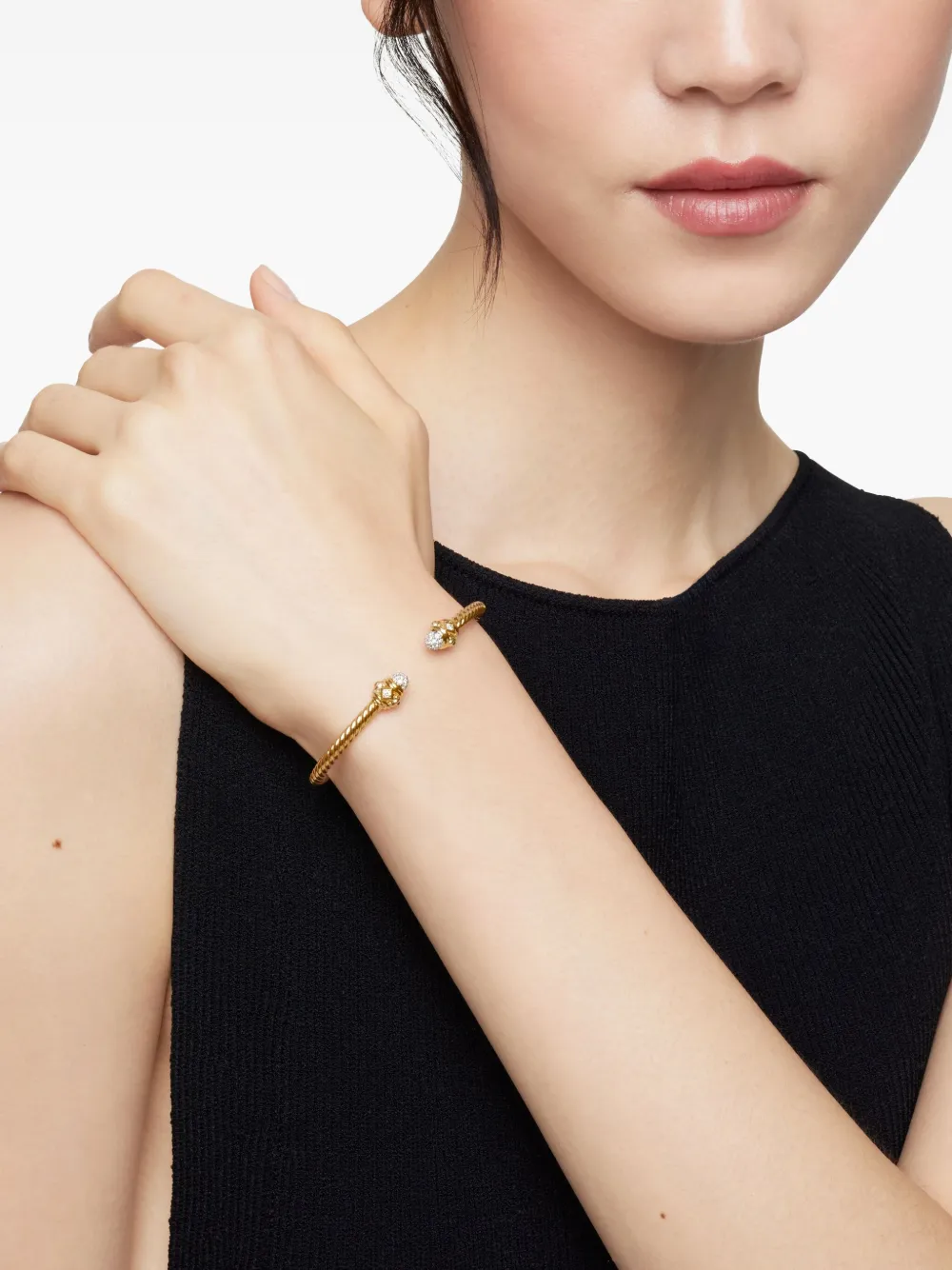  David Yurman 18kt Yellow Gold Renaissance Cablespira Diamond Bracelet (3.5mm) 