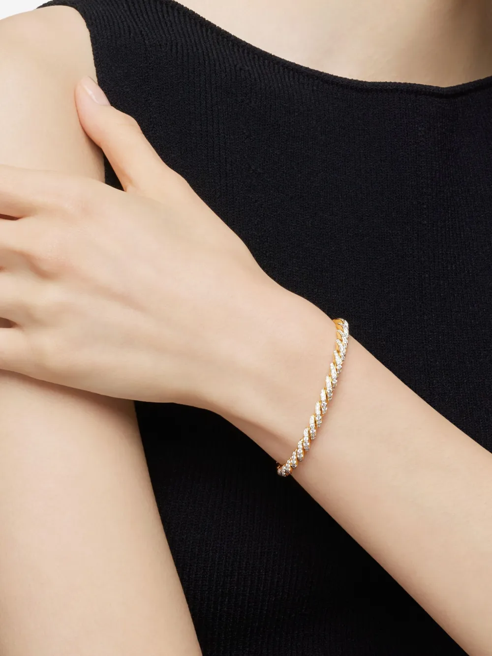  David Yurman 18kt Gelbgoldarmband Mit Pavéflex (5mm) 