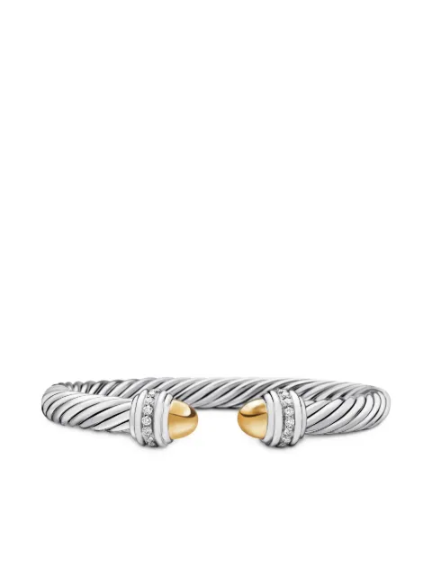David Yurman 14kt yellow gold and sterling silver Classic Cable diamond bracelet (7mm)