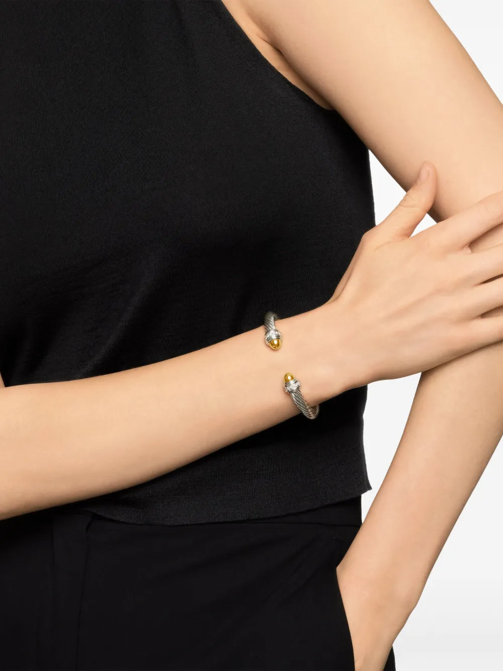 David Yurman 14kt yellow gold and sterling silver Classic Cable diamond bracelet (7mm) | Image 2