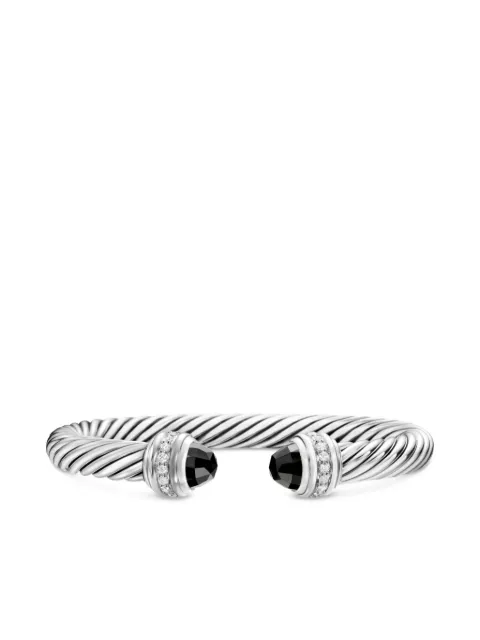 David Yurman sterling silver Cable Classics onyx and diamond bracelet