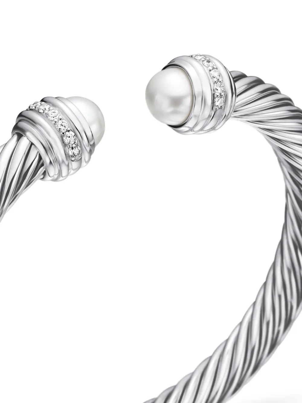 Sterling Silver Classic Cable Diamond Bracelet (7mm)