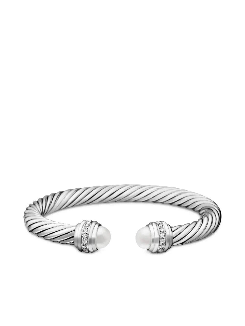 Sterling Silver Classic Cable Diamond Bracelet (7mm)