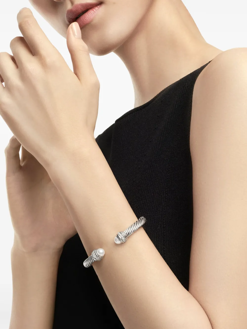 Sterling Silver Classic Cable Diamond Bracelet (7mm)