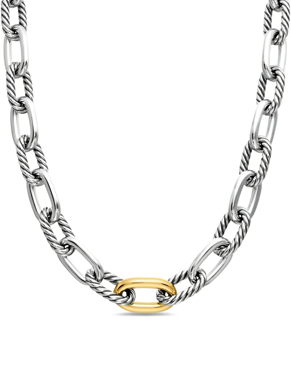 David Yurman 18kt Yellow Gold And Sterling Silver Dy Madison Chain Necklace (13.5mm) In Silver