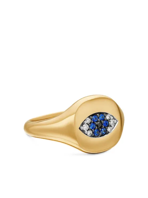 David Yurman 18kt yellow gold Cable Collectibles Evil Eye sapphire and diamond pinky ring (9.7mm)