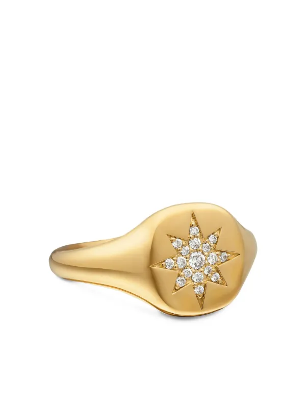 David Yurman 18kt Yellow Gold Cable Collectibles Compass Diamond Pinky Ring (9.7mm)