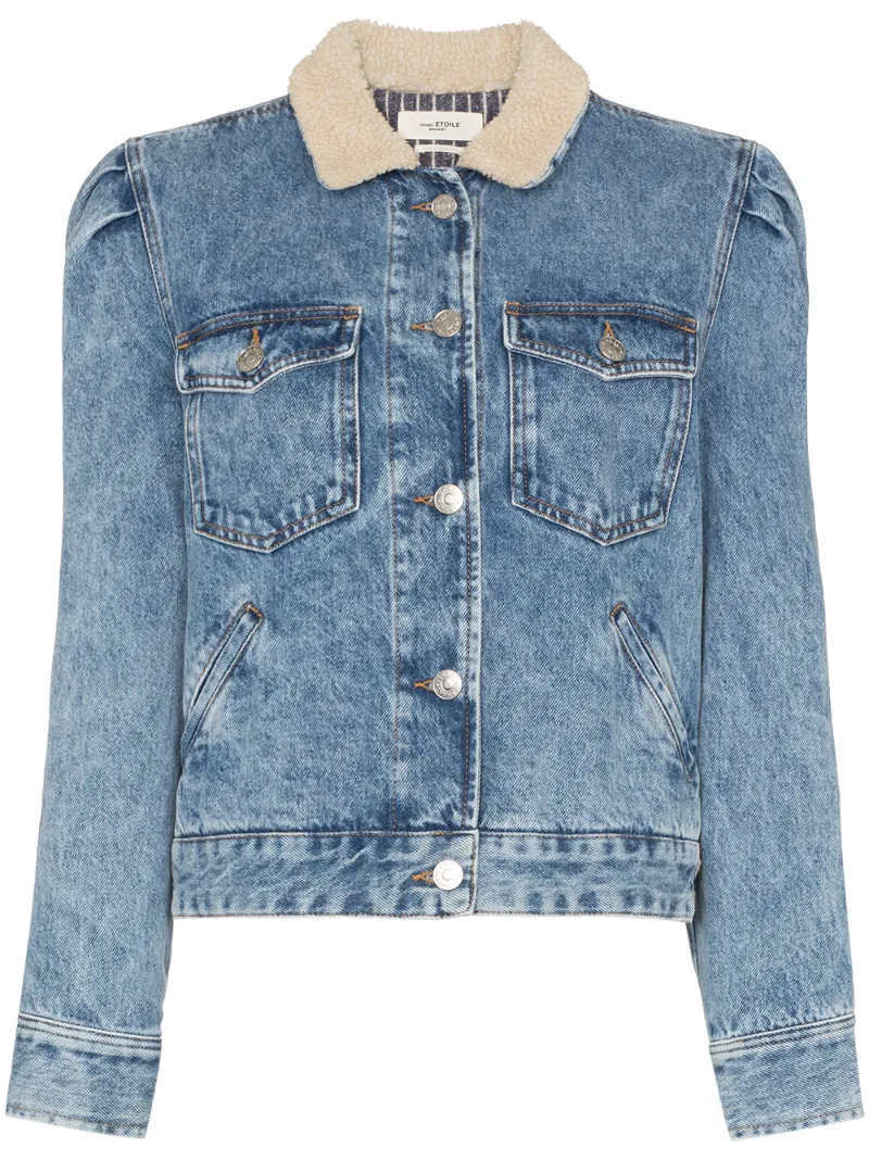 Etoile Isabel Marant Jackets ISABEL MARANT ÉTOILE NOLINEA SHEARLING-COLLAR DENIM JACKET - BLUE