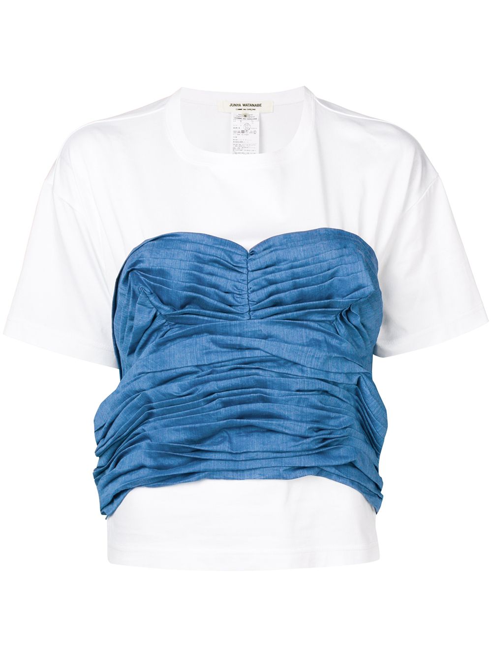 

Junya Watanabe contrast ruched-detail T-shirt - White