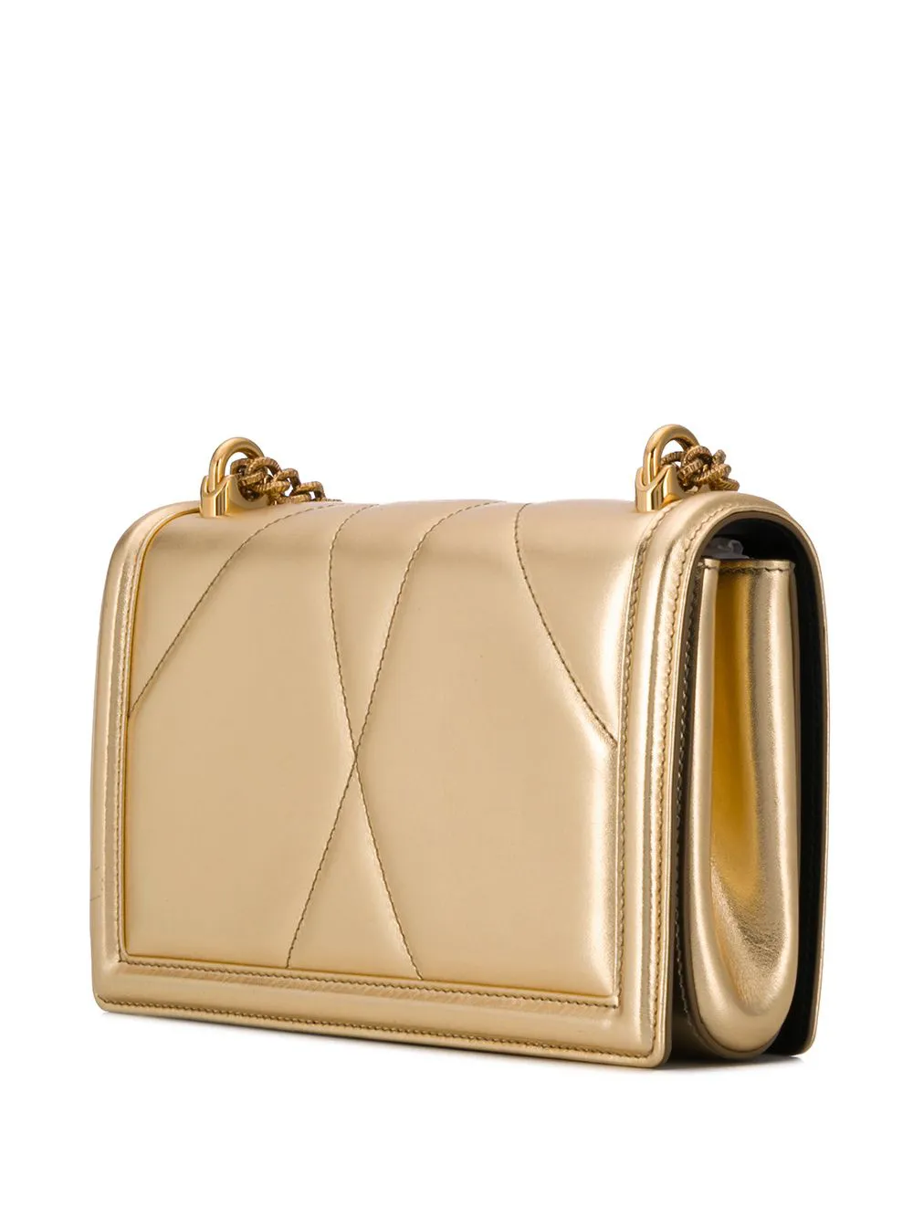  Dolce & Gabbana Medium Devotion Quilted Crossbody Bag - Gold 