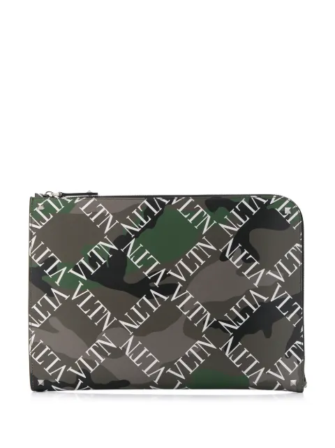 Valentino Camouflage Logo Grid Print Clutch Bag Farfetch