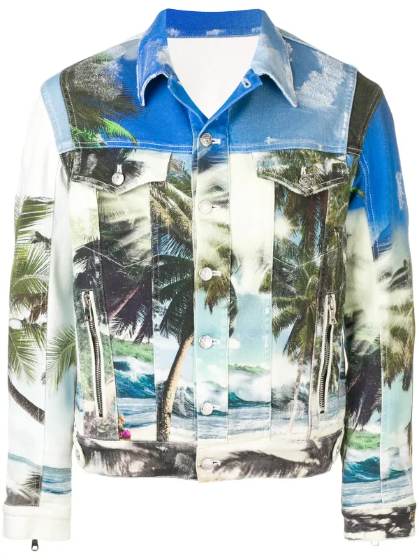 Balmain printed oversized denim jacket 