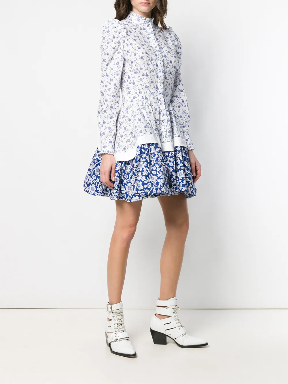  Alexander Mcqueen Kleid Mit Blumenmuster   Blau 