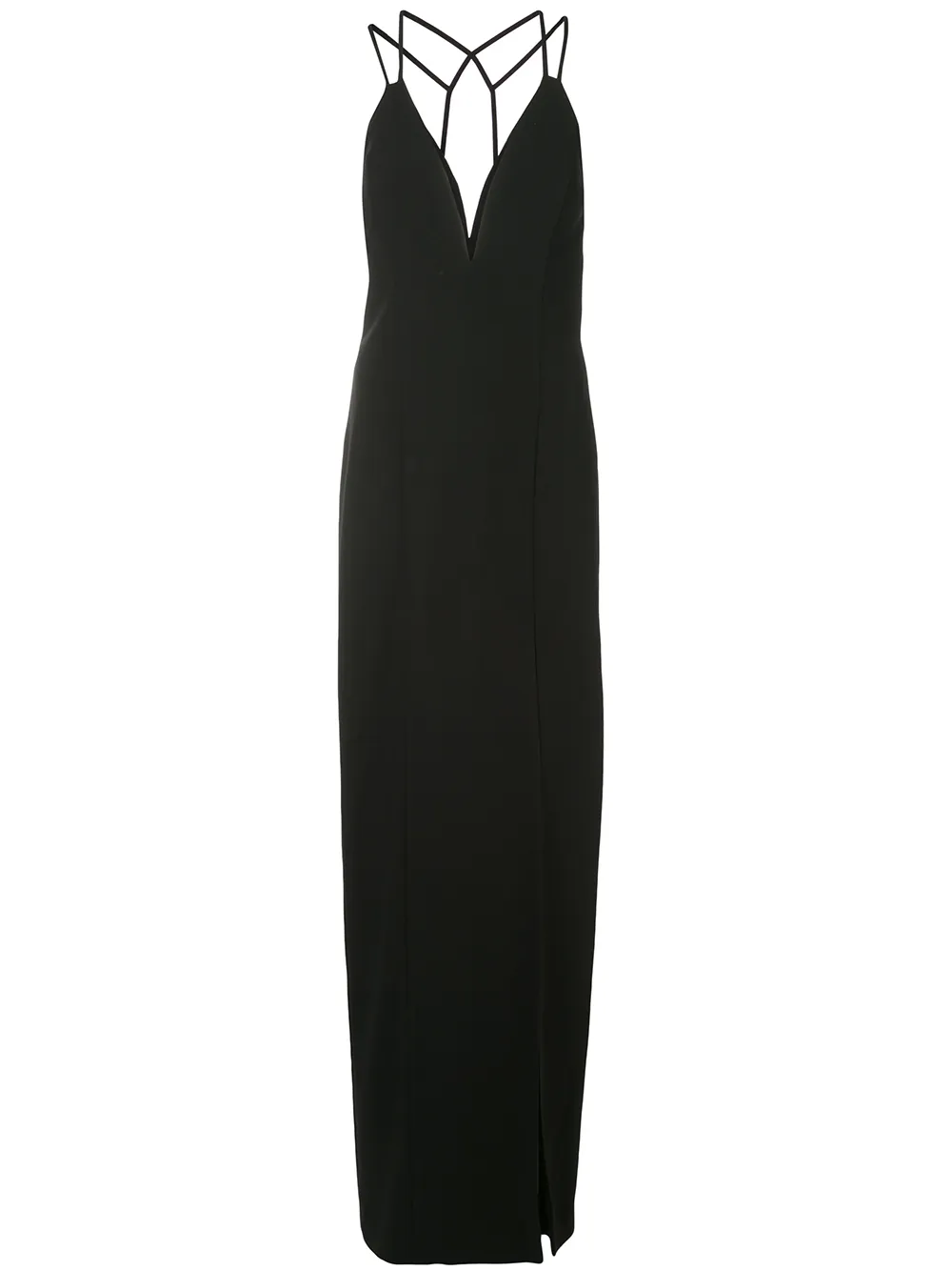 Aidan Mattox Tops AIDAN MATTOX LATTICE BACK PLUNGE GOWN - BLACK