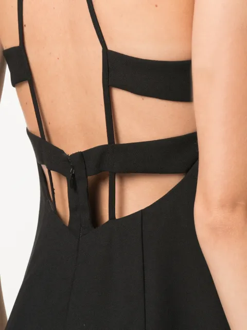 AIDAN MATTOX LATTICE BACK PLUNGE GOWN