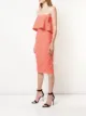 Likely off-shoulder draped detail dress