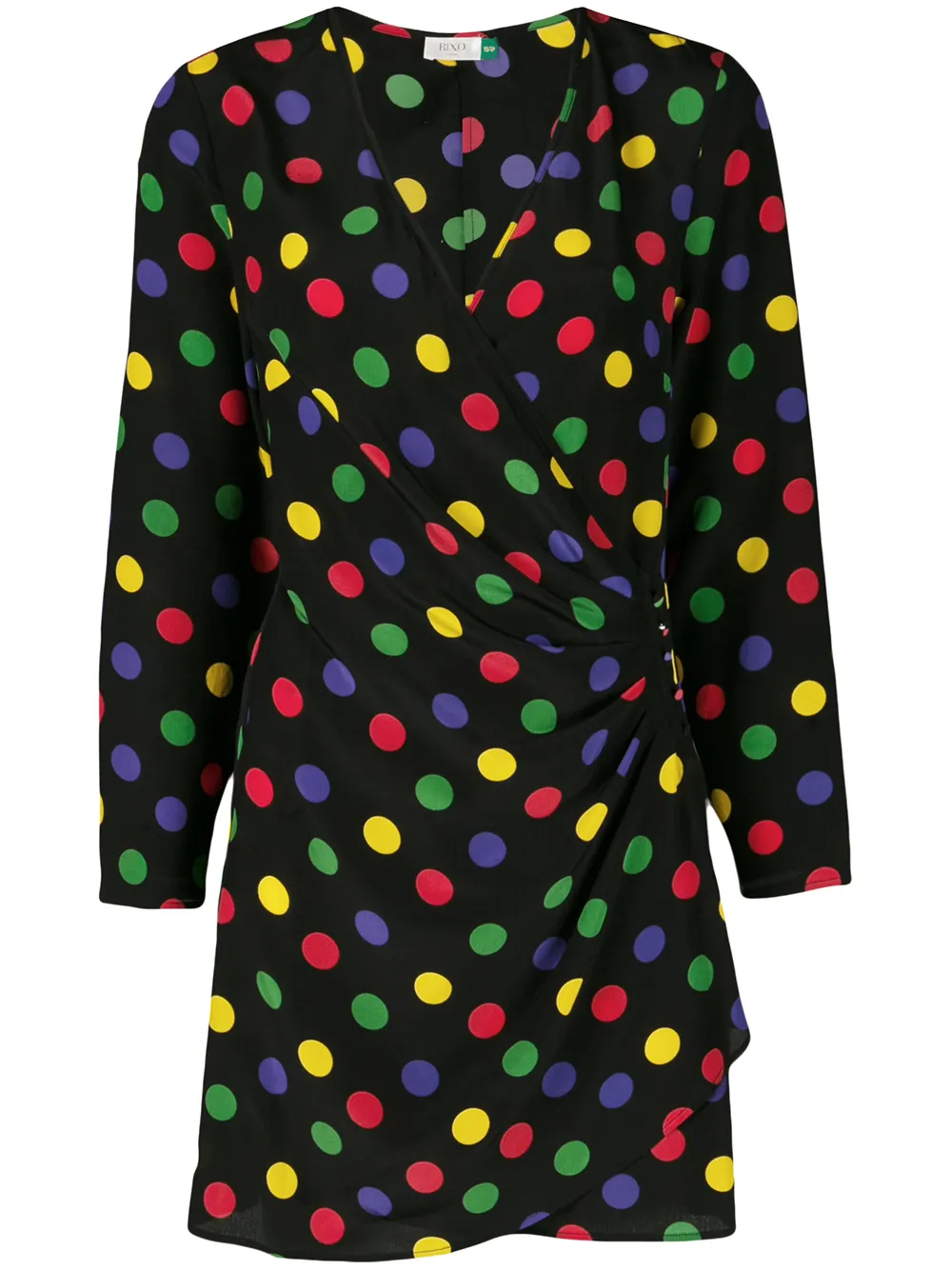 Rixo London Dresses RIXO COLOUR-BLOCK POLKA DOT SILK DRESS - BLACK
