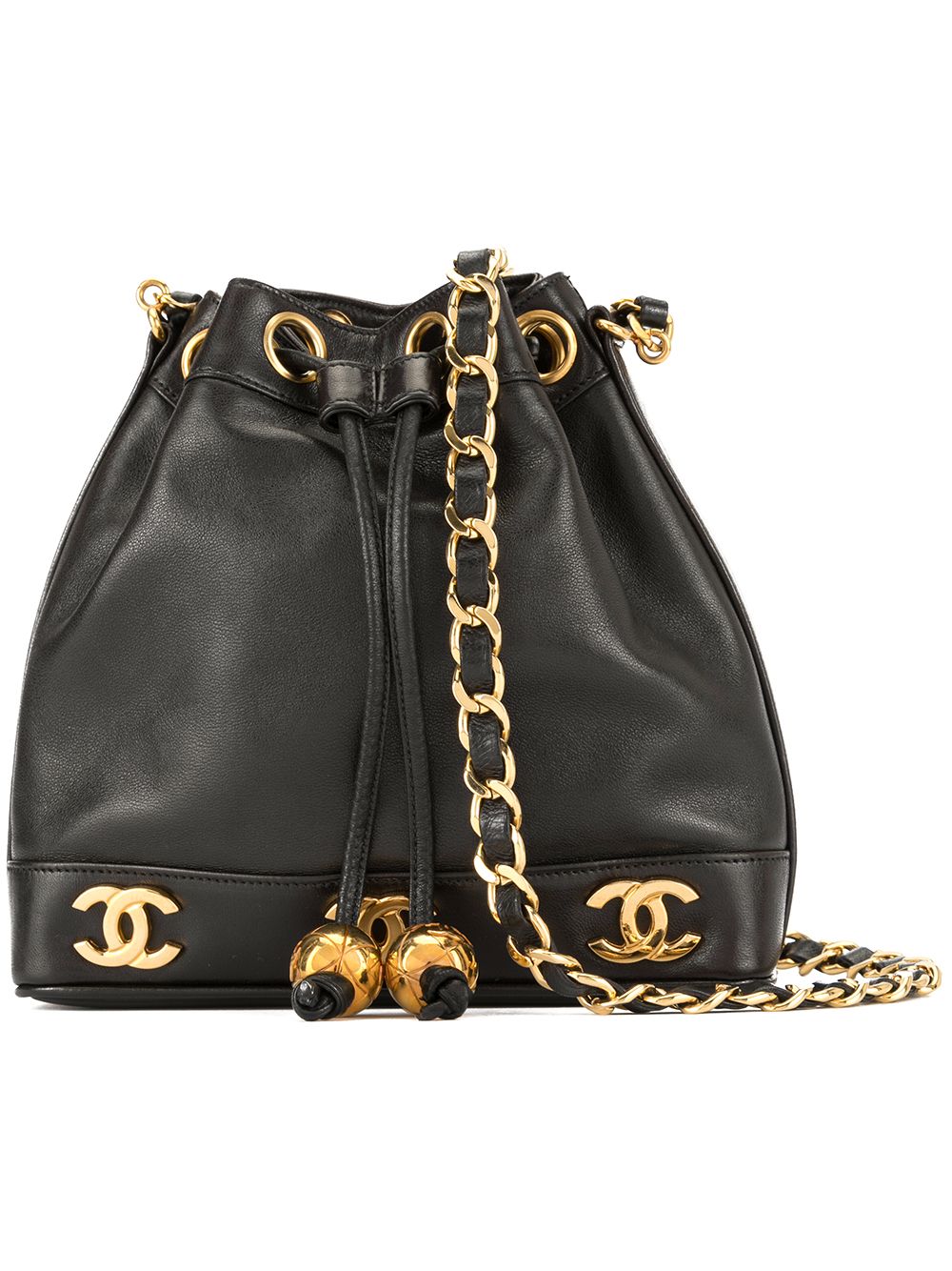 CHANEL CC logo-chain drawstring bucket bag Women