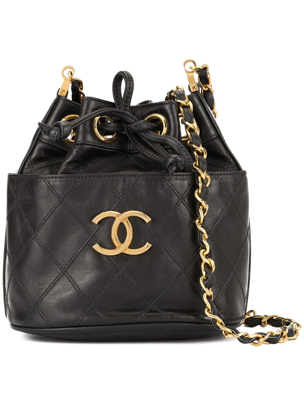 Black Chanel Pre-Owned 1986-1988 Cosmos Line Drawstring Shoulder Bag For  Women 