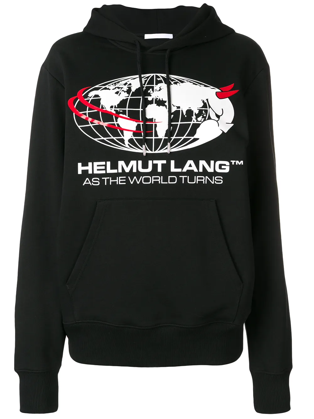 Helmut Lang Tops HELMUT LANG LOGO WORLD HOODIE - BLACK