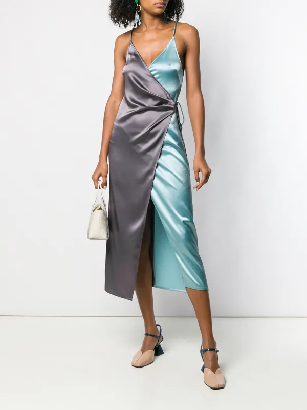 two tone wrap dress
