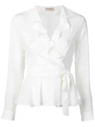 Blanca Vita Wikkelblouse Met Ruches Farfetch Blanca Vita Wikkelblouse Met Ruches Farfetch