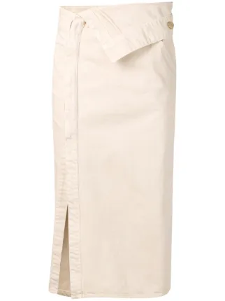 jacquemus folded denim midi skirt