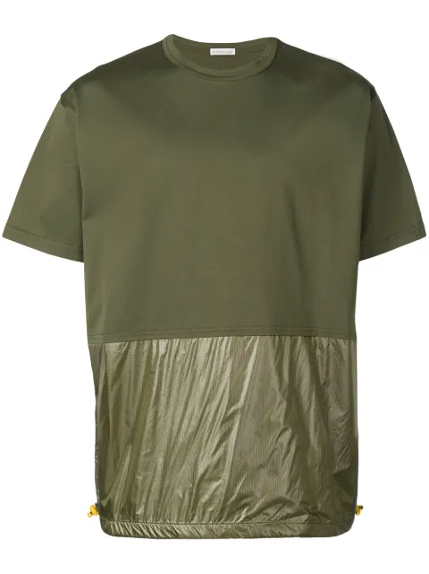 Moncler Shiny Panelled Hem T In Green