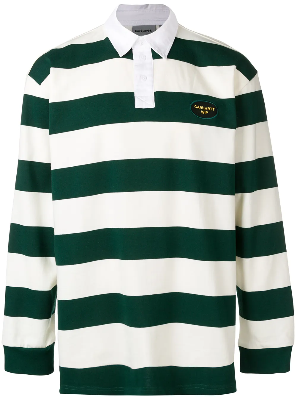 Carhartt T-shirts CARHARTT WIP STRIPED POLO SHIRT - GREEN