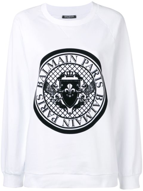 BALMAIN BALMAIN LOGO PRINT SWEATSHIRT - 白色